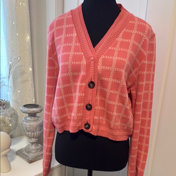 Topshop Sweaters - Women's Pink Button-Up Sweater